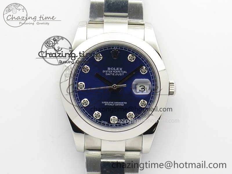 TechFriendly DateJust 41mm 126300 SS Noob 1:1 Best Edition Blue Dial Diam Markers On SS Bracelet A 3592