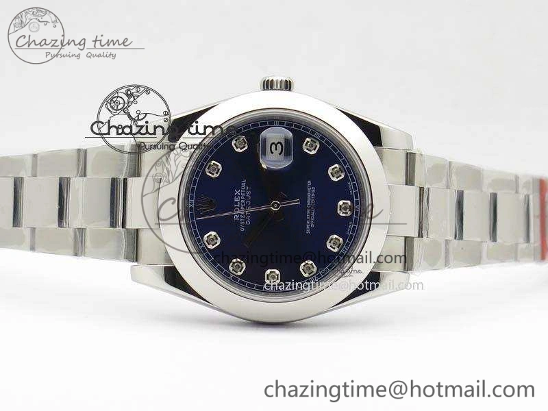 TechFriendly DateJust 41mm 126300 SS Noob 1:1 Best Edition Blue Dial Diam Markers On SS Bracelet A 3592