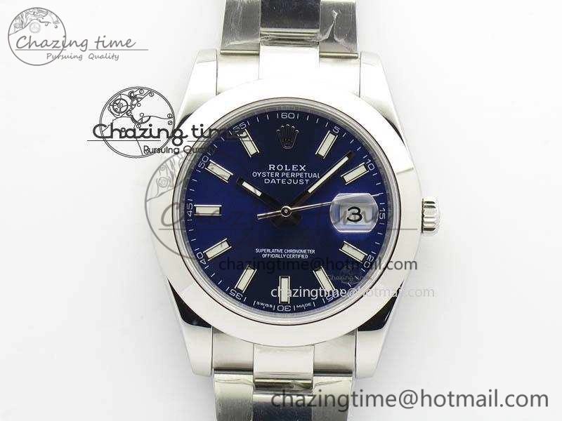DateJust 41mm 126300 SS Noob 1:1 Best Edition Blue Dial Stick Markers On SS Bracelet A Refined 3596