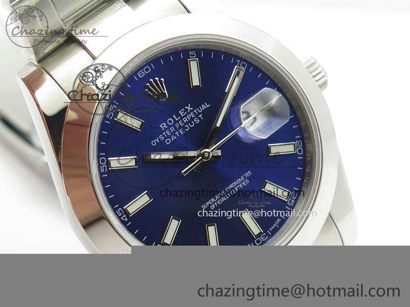 DateJust 41mm 126300 SS Noob 1:1 Best Edition Blue Dial Stick Markers On SS Bracelet A Refined 3596