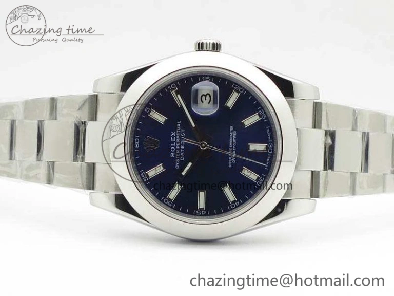 DateJust 41mm 126300 SS Noob 1:1 Best Edition Blue Dial Stick Markers On SS Bracelet A Refined 3596