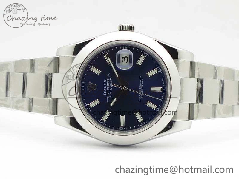 DateJust 41mm 126300 SS Noob 1:1 Best Edition Blue Dial Stick Markers On SS Bracelet A Refined 3596