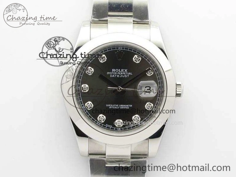 DateJust 41mm 126300 SS Noob 1:1 Best Edition Gray Dial Diam Markers On SS Bracelet A GoodFit 3594