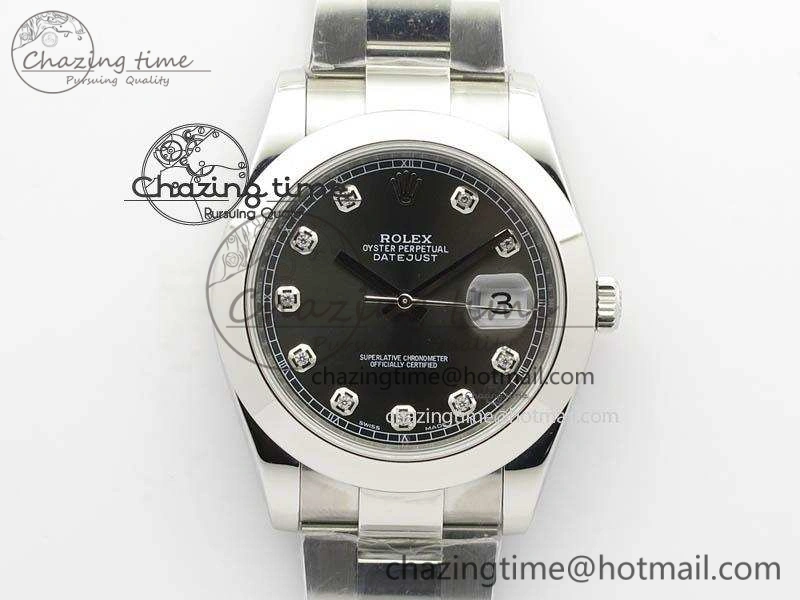 DateJust 41mm 126300 SS Noob 1:1 Best Edition Gray Dial Diam Markers On SS Bracelet A GoodFit 3594