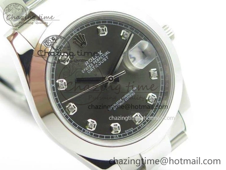 DateJust 41mm 126300 SS Noob 1:1 Best Edition Gray Dial Diam Markers On SS Bracelet A GoodFit 3594