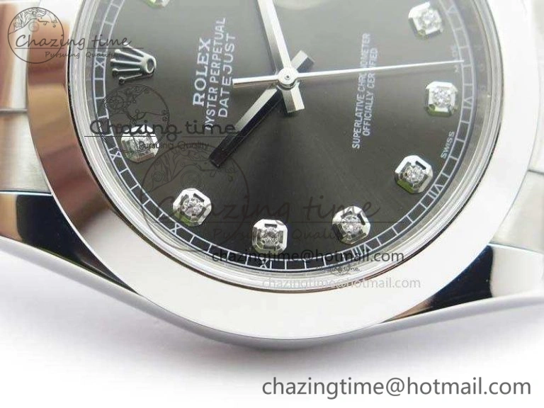 DateJust 41mm 126300 SS Noob 1:1 Best Edition Gray Dial Diam Markers On SS Bracelet A GoodFit 3594