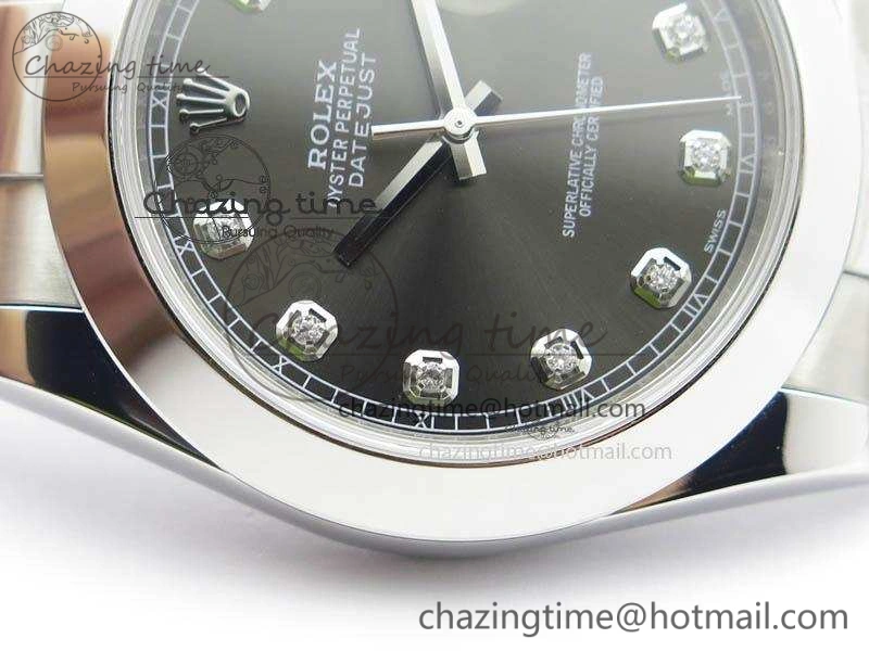 DateJust 41mm 126300 SS Noob 1:1 Best Edition Gray Dial Diam Markers On SS Bracelet A GoodFit 3594