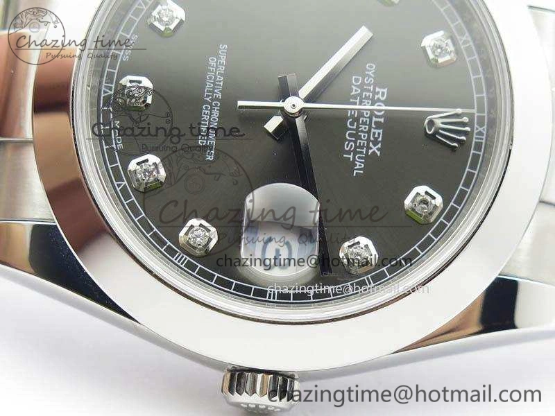 DateJust 41mm 126300 SS Noob 1:1 Best Edition Gray Dial Diam Markers On SS Bracelet A GoodFit 3594
