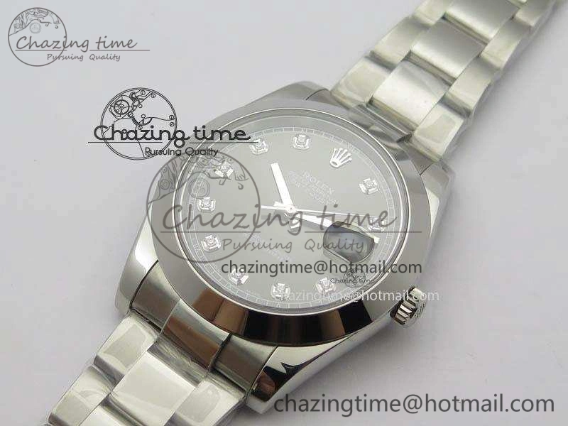 DateJust 41mm 126300 SS Noob 1:1 Best Edition Gray Dial Diam Markers On SS Bracelet A GoodFit 3594