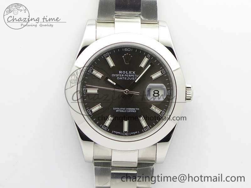 SmoothTexture DateJust 41mm 126300 SS Noob 1:1 Best Edition Gray Dial Stick Markers On SS Bracelet A 3598