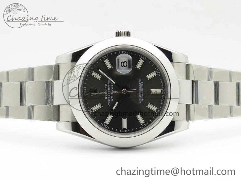 SmoothTexture DateJust 41mm 126300 SS Noob 1:1 Best Edition Gray Dial Stick Markers On SS Bracelet A 3598