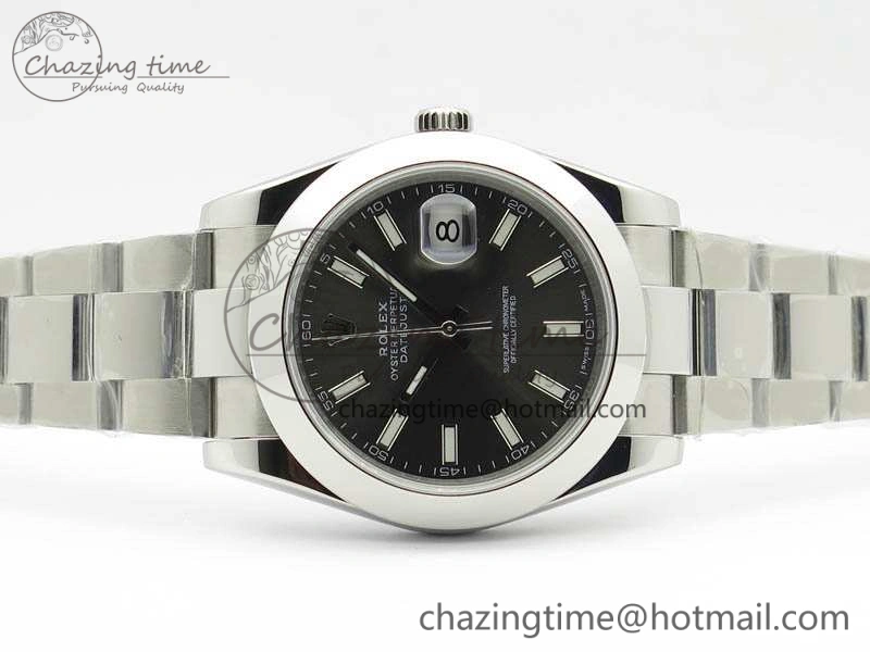 SmoothTexture DateJust 41mm 126300 SS Noob 1:1 Best Edition Gray Dial Stick Markers On SS Bracelet A 3598