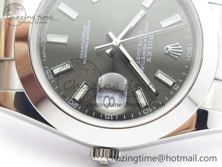 SmoothTexture DateJust 41mm 126300 SS Noob 1:1 Best Edition Gray Dial Stick Markers On SS Bracelet A 3598