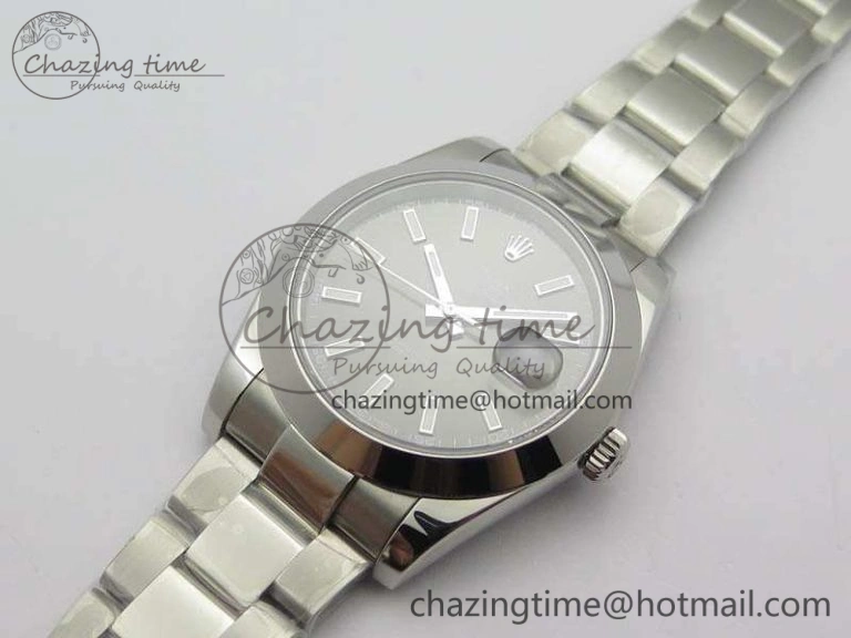 SmoothTexture DateJust 41mm 126300 SS Noob 1:1 Best Edition Gray Dial Stick Markers On SS Bracelet A 3598
