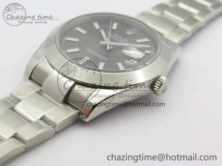 SmoothTexture DateJust 41mm 126300 SS Noob 1:1 Best Edition Gray Dial Stick Markers On SS Bracelet A 3598