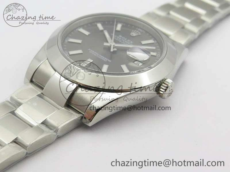 SmoothTexture DateJust 41mm 126300 SS Noob 1:1 Best Edition Gray Dial Stick Markers On SS Bracelet A 3598