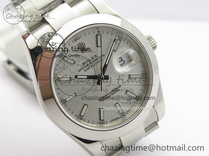 DateJust 41mm 126300 SS Noob 1:1 Best Edition Silver Dial Stick Markers On SS Bracelet A Functional 3597