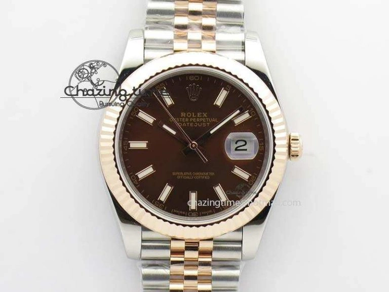 DateJust 41mm 126303 Noob 1:1 Best Edition RG Wrapped Brown Dial Fluted Bezel On Jubilee Bracelet A NewStyle 3782