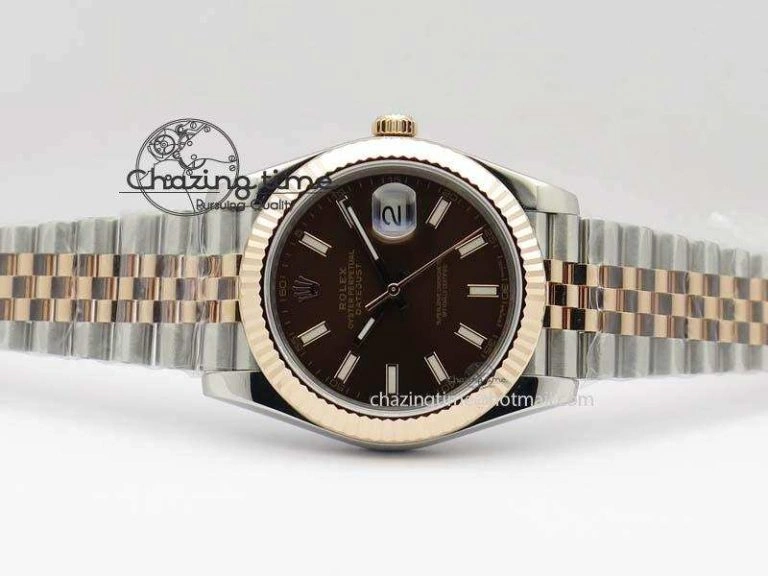 DateJust 41mm 126303 Noob 1:1 Best Edition RG Wrapped Brown Dial Fluted Bezel On Jubilee Bracelet A NewStyle 3782
