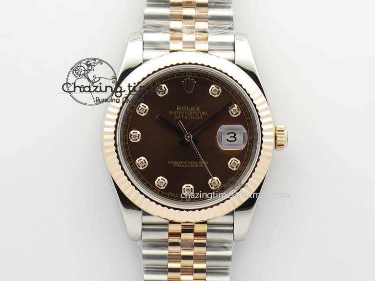 Timeless DateJust 41mm 126303 Noob 1:1 Best Edition RG Wrapped Brown Diam Dial Fluted Bezel On Jubilee Bracelet A 3781