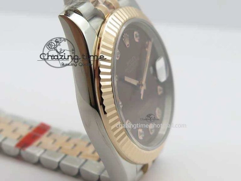 Timeless DateJust 41mm 126303 Noob 1:1 Best Edition RG Wrapped Brown Diam Dial Fluted Bezel On Jubilee Bracelet A 3781