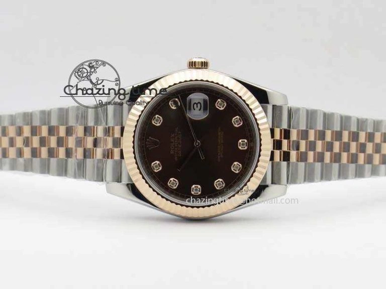 Timeless DateJust 41mm 126303 Noob 1:1 Best Edition RG Wrapped Brown Diam Dial Fluted Bezel On Jubilee Bracelet A 3781