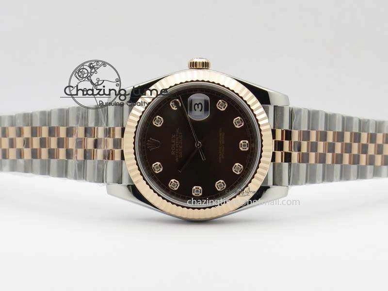Timeless DateJust 41mm 126303 Noob 1:1 Best Edition RG Wrapped Brown Diam Dial Fluted Bezel On Jubilee Bracelet A 3781