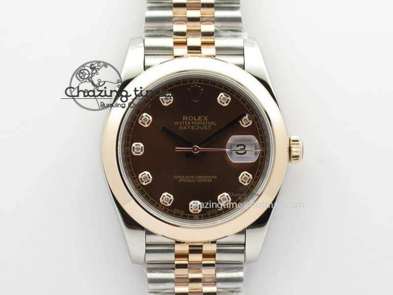 EyeCatching DateJust 41mm 126303 Noob 1:1 Best Edition RG Wrapped Brown Diamond Dial On Jubilee Bracelet A 3785
