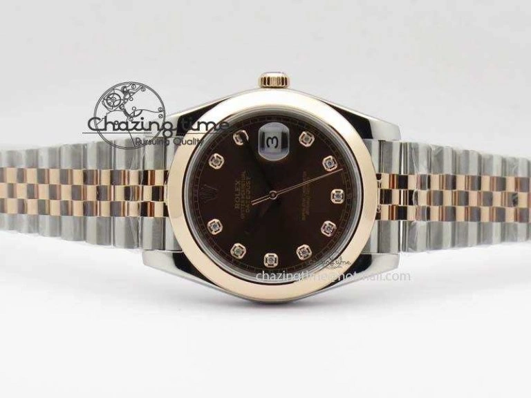 EyeCatching DateJust 41mm 126303 Noob 1:1 Best Edition RG Wrapped Brown Diamond Dial On Jubilee Bracelet A 3785
