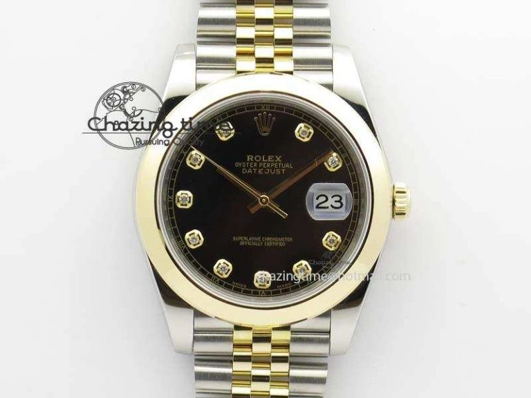 ModernLook DateJust 41mm 126303 Noob 1:1 Best Edition YG Wrapped Black Dial Diamond On SS YG Jubilee Bracelet A 3759