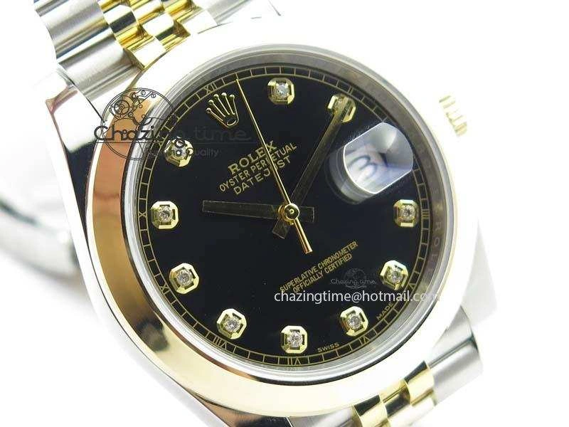 ModernLook DateJust 41mm 126303 Noob 1:1 Best Edition YG Wrapped Black Dial Diamond On SS YG Jubilee Bracelet A 3759