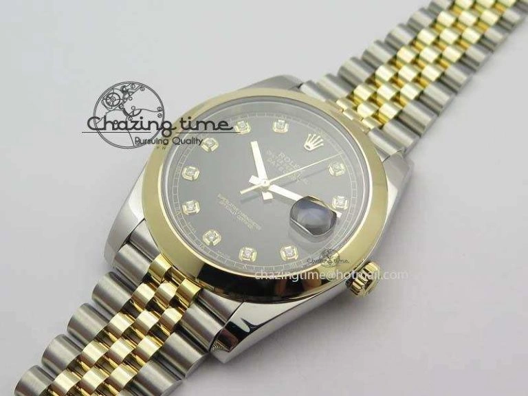 ModernLook DateJust 41mm 126303 Noob 1:1 Best Edition YG Wrapped Black Dial Diamond On SS YG Jubilee Bracelet A 3759