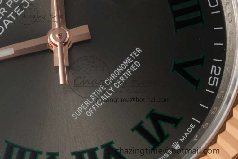 DateJust 41mm 126331 DIWF 1:1 Best Edition 904L Steel Gray Dial Green Roman Marker on SS RG Jubilee Bracelet SA FreshLook 2320