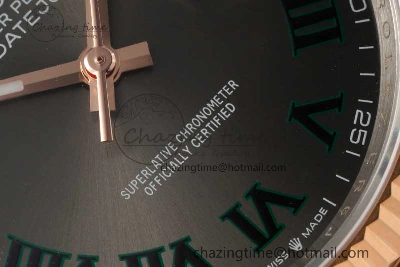 DateJust 41mm 126331 DIWF 1:1 Best Edition 904L Steel Gray Dial Green Roman Marker on SS RG Jubilee Bracelet SA FreshLook 2320