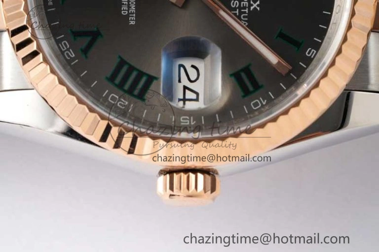 DateJust 41mm 126331 DIWF 1:1 Best Edition 904L Steel Gray Dial Green Roman Marker on SS RG Jubilee Bracelet SA FreshLook 2320