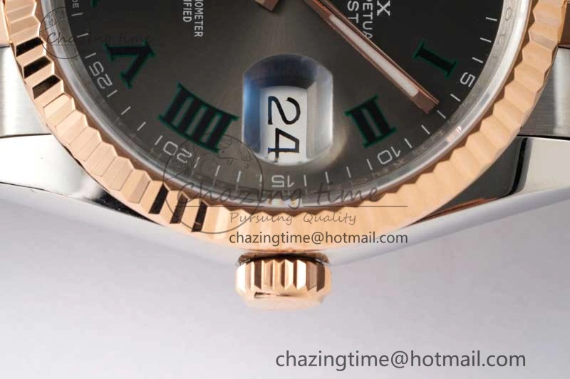 DateJust 41mm 126331 DIWF 1:1 Best Edition 904L Steel Gray Dial Green Roman Marker on SS RG Jubilee Bracelet SA FreshLook 2320