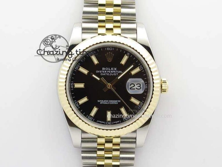 DateJust 41mm 126333 Noob 1:1 Best Edition YG Wrapped Black Dial On SS YG Bracelet A Vibrant 3753