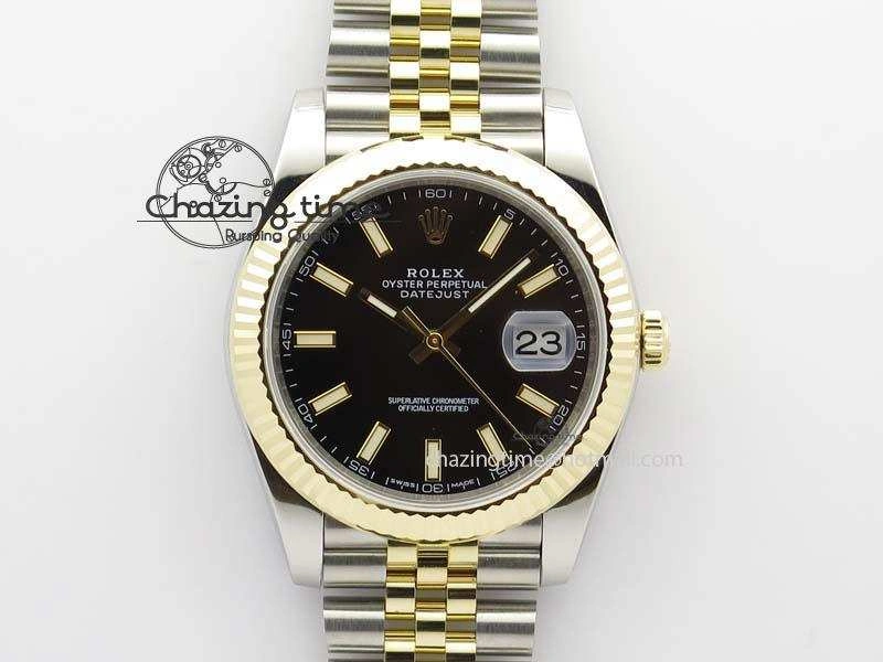 DateJust 41mm 126333 Noob 1:1 Best Edition YG Wrapped Black Dial On SS YG Bracelet A Vibrant 3753