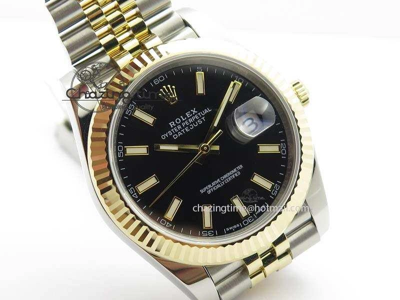 DateJust 41mm 126333 Noob 1:1 Best Edition YG Wrapped Black Dial On SS YG Bracelet A Vibrant 3753