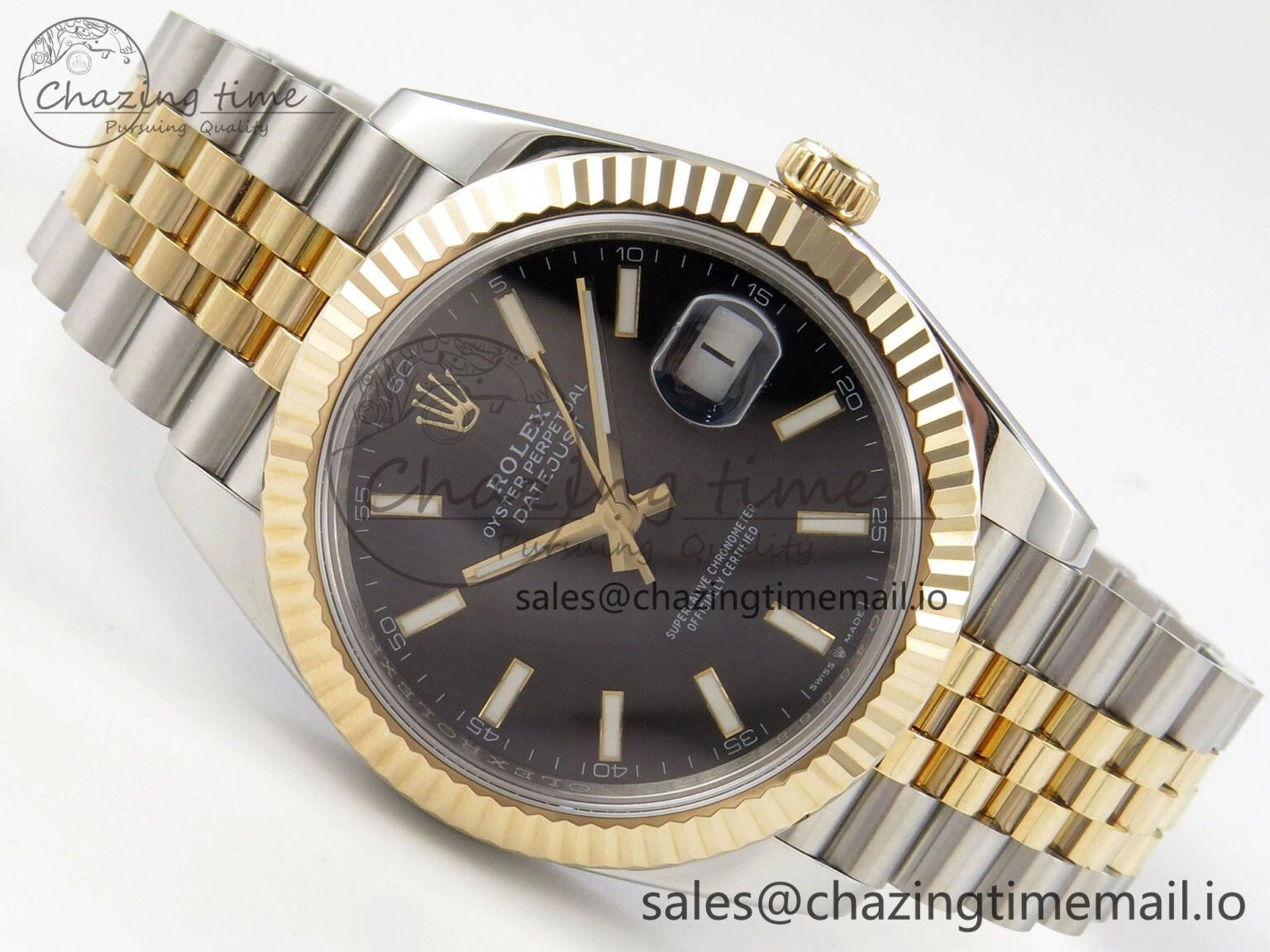 Breathable DateJust 41mm 126333 SS YG 3EF 1:1 Best Edition Black Dial on SS Jubilee Bracelet A 298