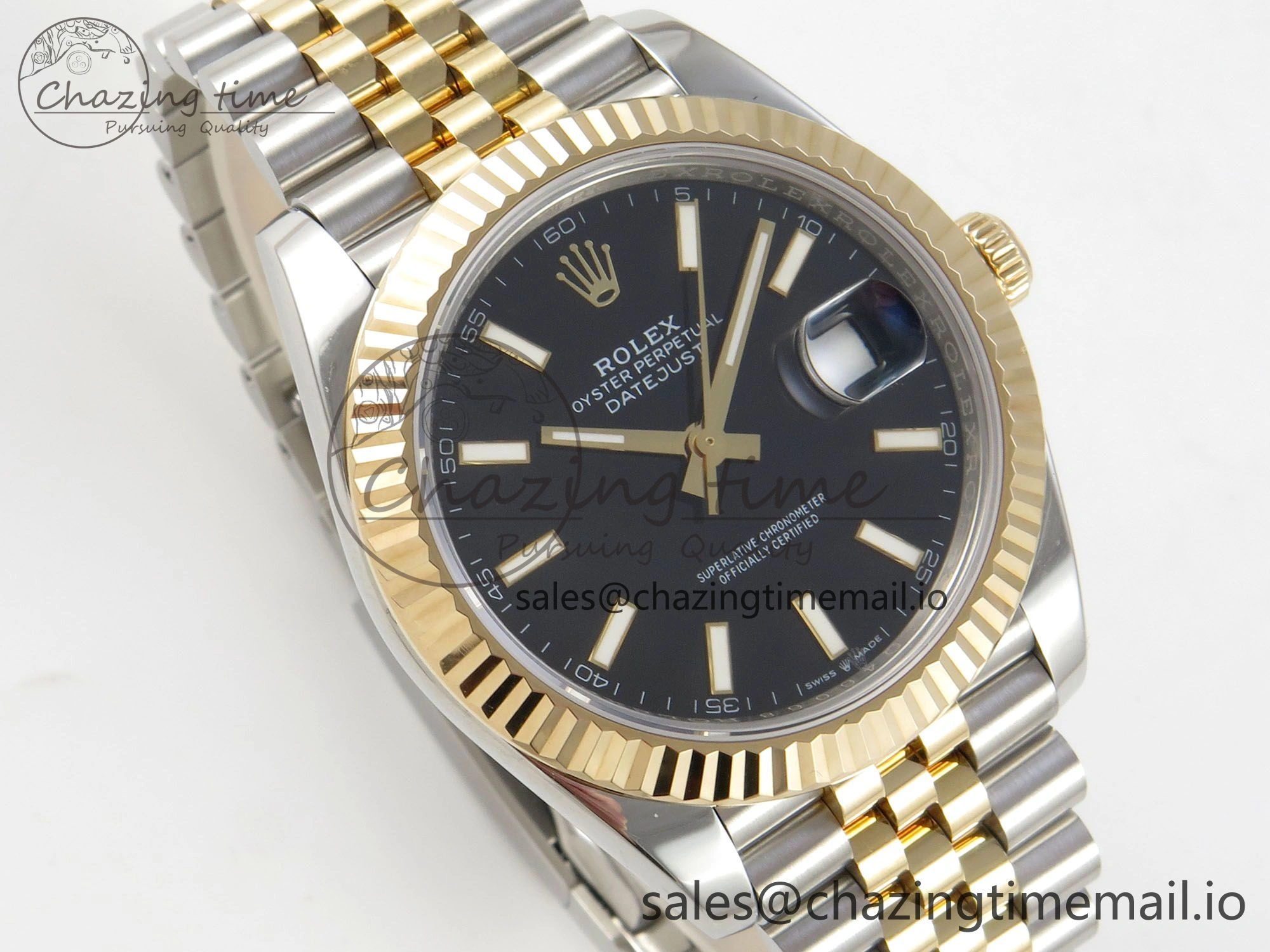 Breathable DateJust 41mm 126333 SS YG 3EF 1:1 Best Edition Black Dial on SS Jubilee Bracelet A 298