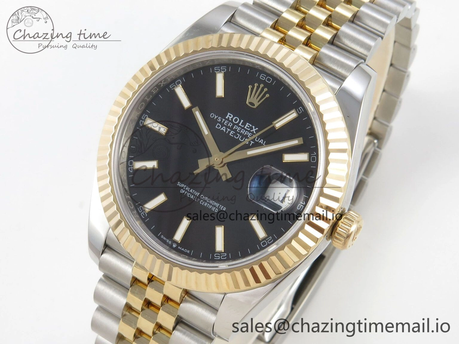 Breathable DateJust 41mm 126333 SS YG 3EF 1:1 Best Edition Black Dial on SS Jubilee Bracelet A 298