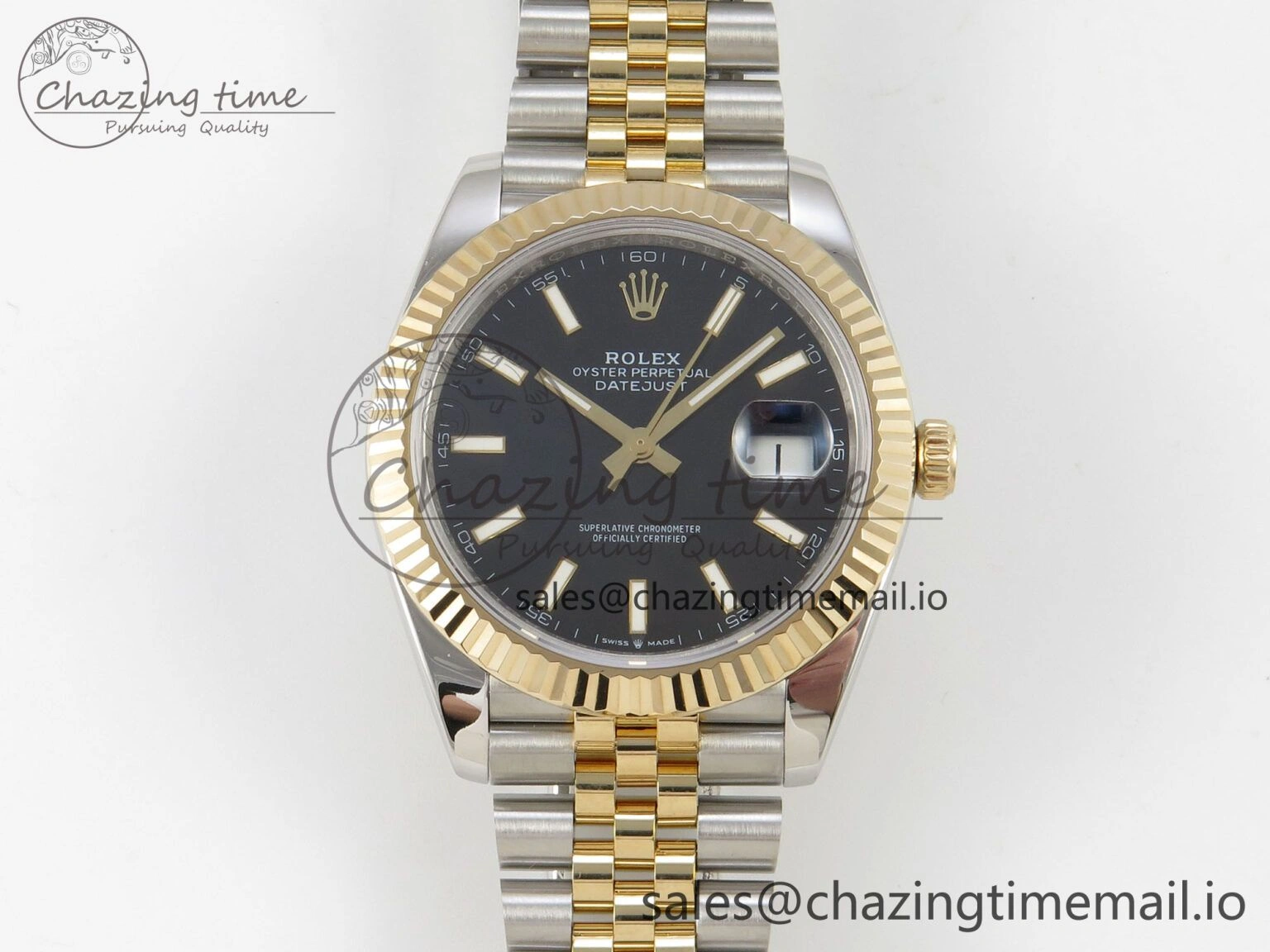 Breathable DateJust 41mm 126333 SS YG 3EF 1:1 Best Edition Black Dial on SS Jubilee Bracelet A 298