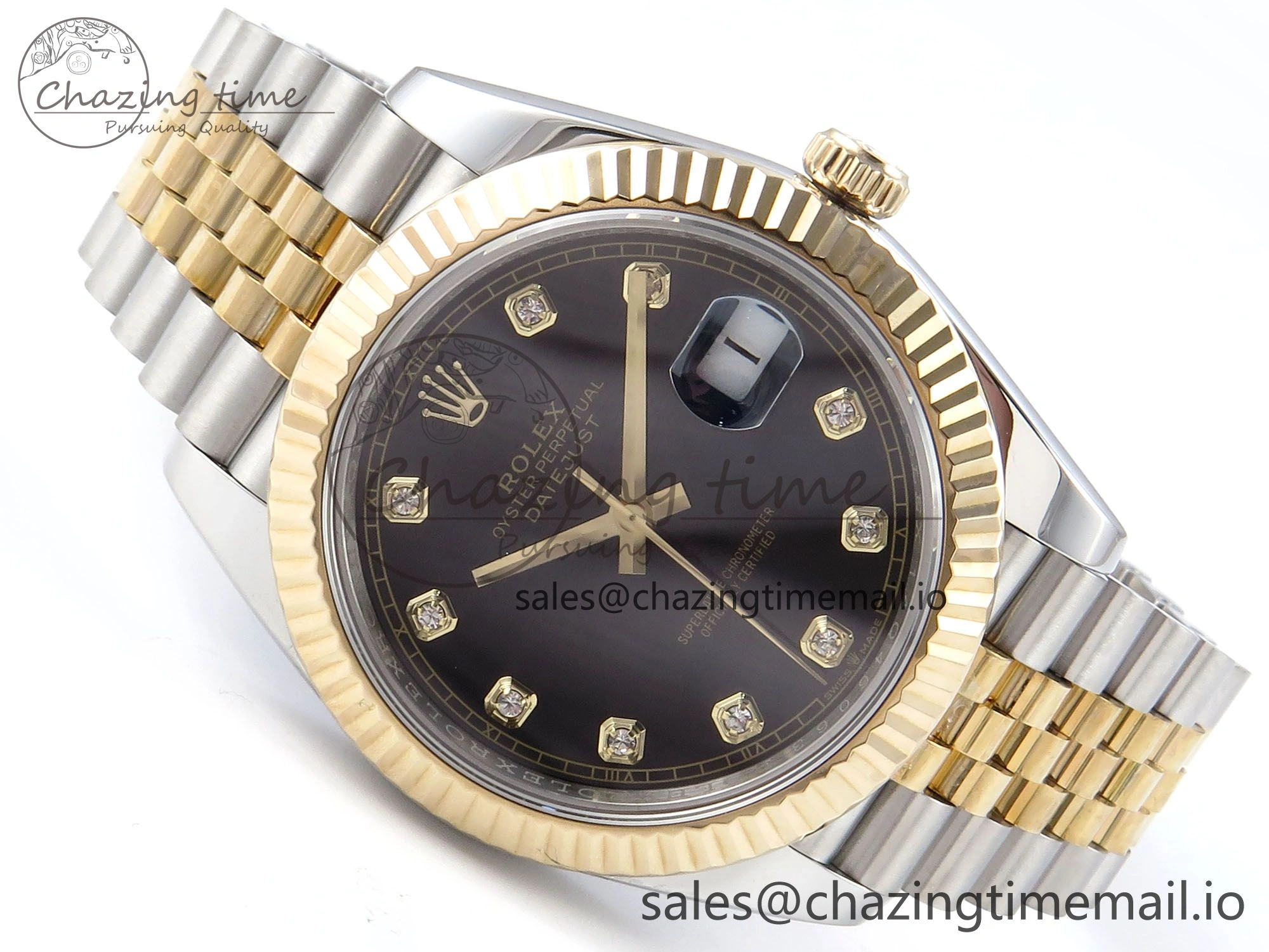 DateJust 41mm 126333 SS YG 3EF 1:1 Best Edition Black Diamond Dial on SS YG Jubilee Bracelet SA Attractive 300
