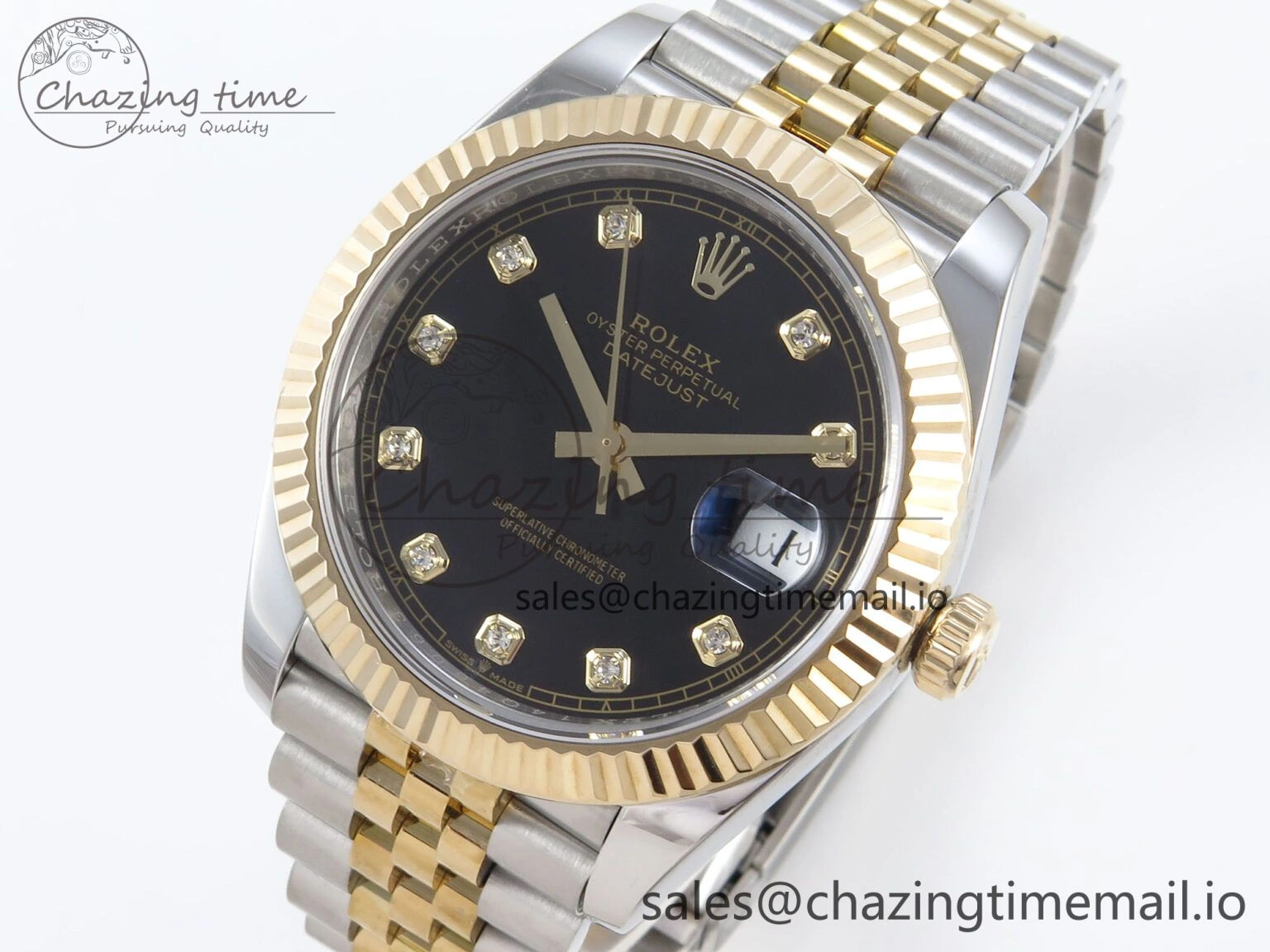 DateJust 41mm 126333 SS YG 3EF 1:1 Best Edition Black Diamond Dial on SS YG Jubilee Bracelet SA Attractive 300