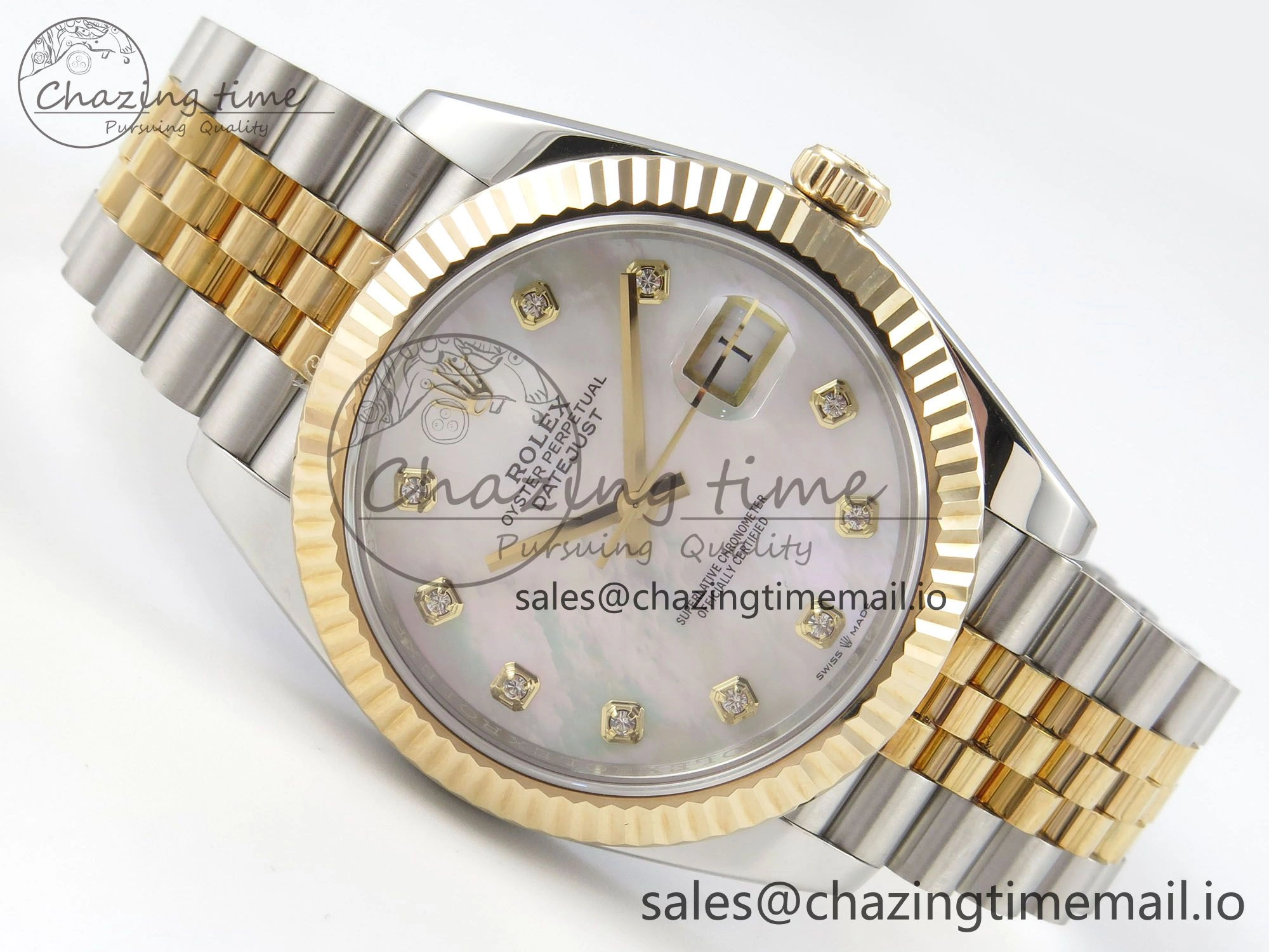 Reliable DateJust 41mm 126333 SS YG 3EF 1:1 Best Edition White MOP Diamond Dial on SS YG Jubilee Bracelet SA 299