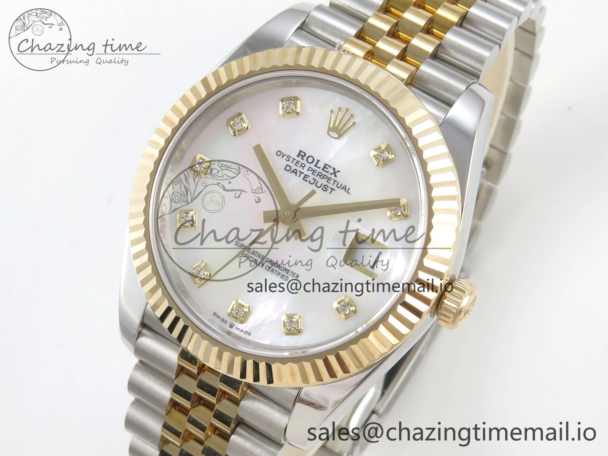 Reliable DateJust 41mm 126333 SS YG 3EF 1:1 Best Edition White MOP Diamond Dial on SS YG Jubilee Bracelet SA 299