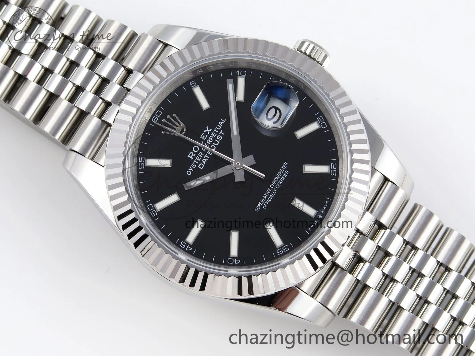 Effortless DateJust 41mm 126334 904 SS ARF 1:1 Best Edition Black Dial Sticks Markers on Jubilee Bracelet SH 1869