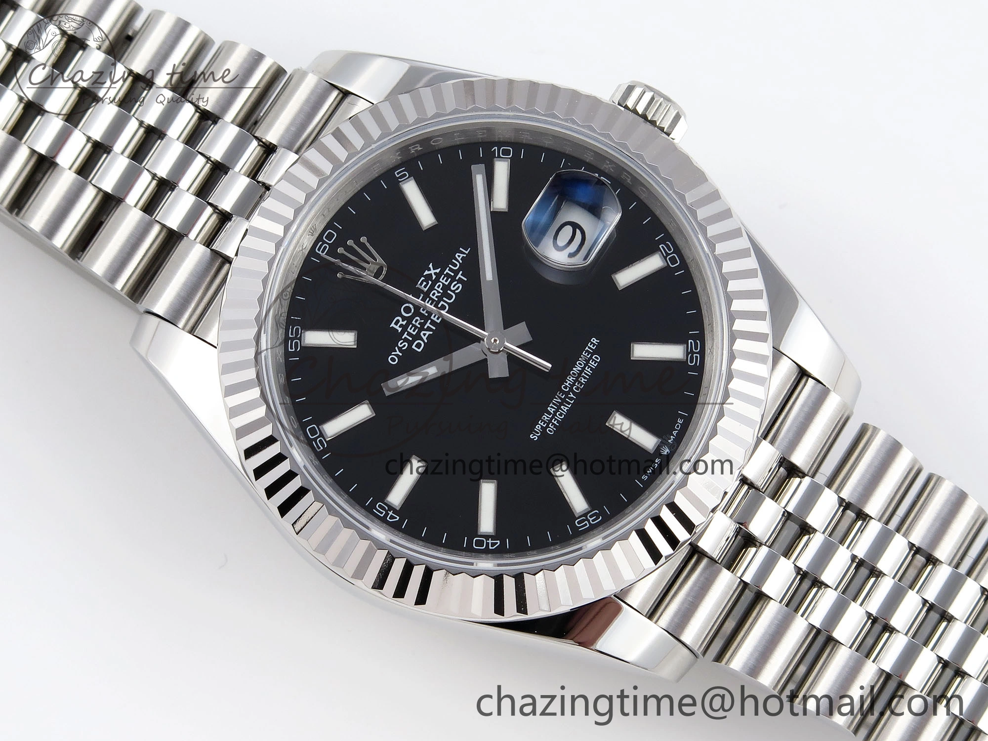 Effortless DateJust 41mm 126334 904 SS ARF 1:1 Best Edition Black Dial Sticks Markers on Jubilee Bracelet SH 1869