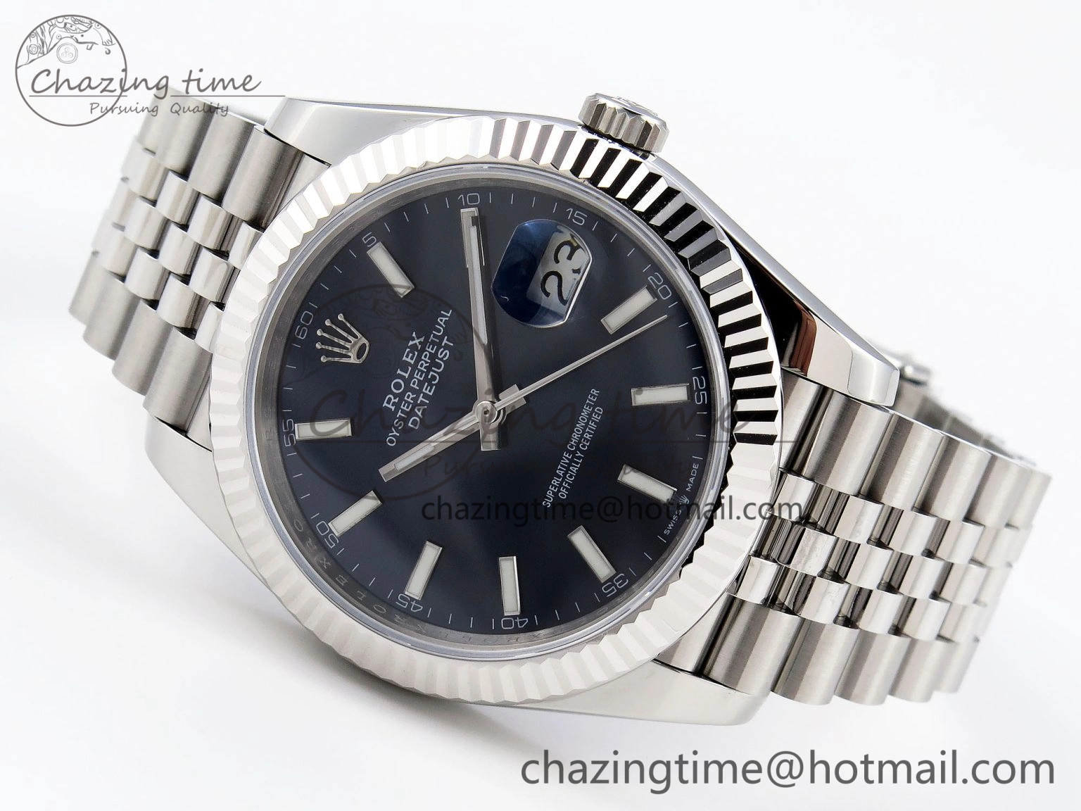 Original DateJust 41mm 126334 904 SS ARF 1:1 Best Edition Blue Dial Sticks Markers on Jubilee Bracelet SH 1864